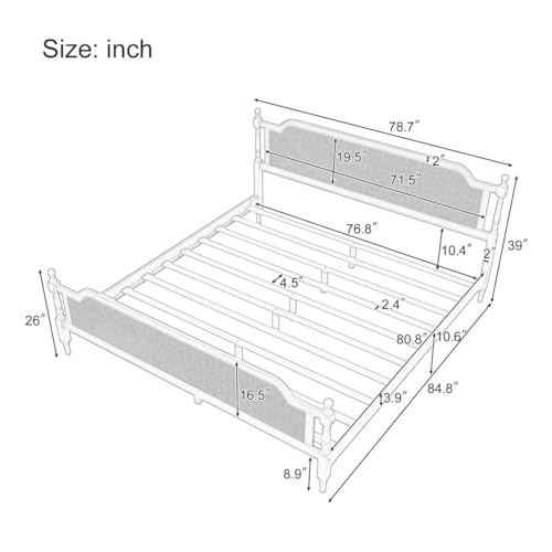 Jijiwang Traditional Style Rattan King Size Platform Bed Frame thumb #1