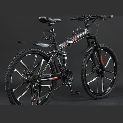 Wmmner Bicicleta Plegable de 26 Pulgadas de Acero Al Carbono para Adultos, Mujeres Y Hombres, con Amortiguación, para Todo Terreno Y Velocidad, Bicicleta de Montaña/C/30 Velocidades