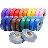 Lichamp 20 Pack Colored Electrical Tape Waterproof, 3/4 in x 66ft, Industrial Grade UL/CSA Listed High Temp Electrical Tape Colors Electric Super Vinyl, 2075C2