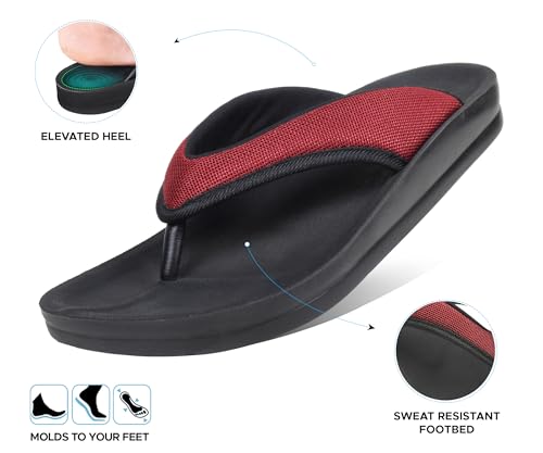 Image of AEROTHOTIC Comfortable Flip Flops for Women with Arch Support Soft Padded Mesh Straps with Breathable Footbed Slip On Footwear Indoor Outdoor Travel Beach walking Sandals Women
