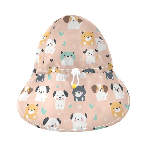 Cute Cartoon Dogs Simple Kids Beach Hat Toddler Boy Bucket Hat Toddler Girl UV Protection Neck Flap Beach Essentials3