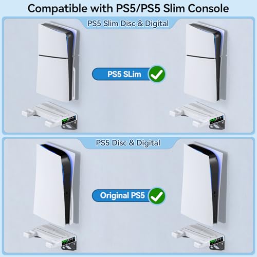 image for Tokluck PS5 Slim Wall Mount Kit with Cooling Fan & Charging Station, P