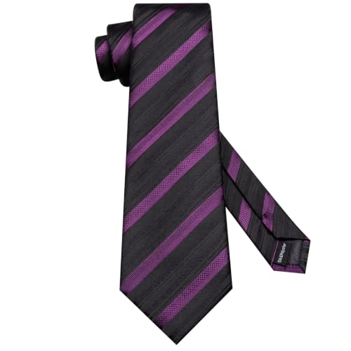 Image of Hi-Tie Men Silk Ties Set with Flower Lapel Pin Necktie Pocket Square Cufflinks for Tuxedo Wedding Business