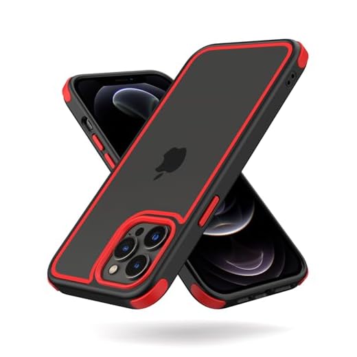 MobNano Coque Compatible avec iPhone 12 Pro Max(6.7"), Militaire Antichoc, Conception de Caméra Protection, Arrière Transparent, Quatre Coins Housse Bumper (Noir/Rouge)