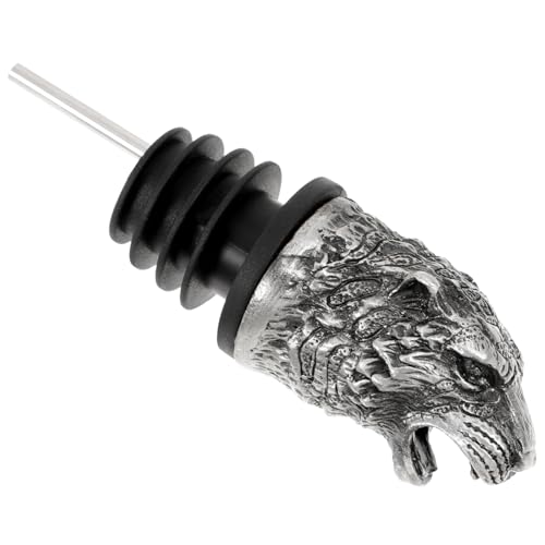 GRIRIW Tiger Head Bottle Stopper Alloy Wine Pourer for Liquor Decanters Animal Wine Spout Accessory