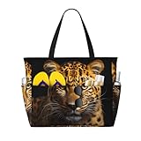 QWVBN La bolsa de viaje de playa de leopardo de ojos profundos, ligera y reutilizable, adecuada para viajes familiares, gimnasio y aventuras al aire libre.