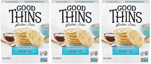 GOOD THINS Simply Salt Rice Snacks Gluten Free Crackers, Snack Crackers, 3.5 oz (Pack of 3)