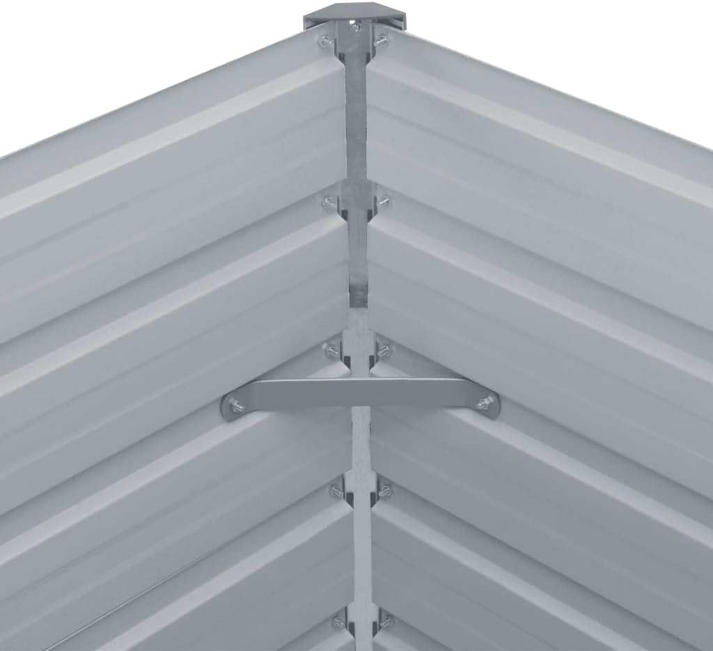 Galvanized Steel Raised Garden Bed 236.2 x 31.5 x 17.7 in Gray Rectangular Planter Box Outdoor for Vegetables Herbs Flowers on Patio Lawn Backyard