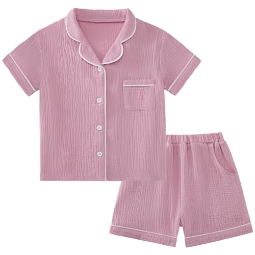 Image of Weixinbuy Baby Girls Pajama Set Button Down Pjs Sets Cotton Pajamas Sleepwear Nightwear Loungewear 2 Pcs Pj Sets for Girl Boy