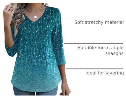 Image of Zeagoo Womens Blouse Casual 3 /4 Length Sleeve V Neck Basic T-Shirts Spring Summer Cute Tunic Tops Business Work Tees