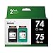 Valuetoner Remanufactured Ink Cartridge Replacement For Hewlett Packard HP 74 & HP 75 CC659FN CB335WN CB337WN (1 Black, 1 Tri-Color) 2 Pack
