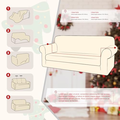 Housse canapé extensible 1 place universelle antidérapante lavable avec housses coussin - 3