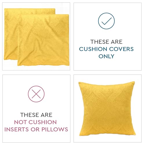 Image of Encasa XO Velvet Cushion Covers, Soft Pillow Covers, No Inserts Lemon
