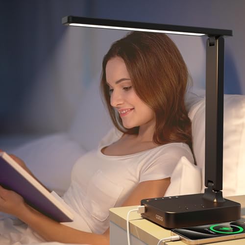 Modern LED Desk Lamp with USB Charging Ports for Home Office or Dorm