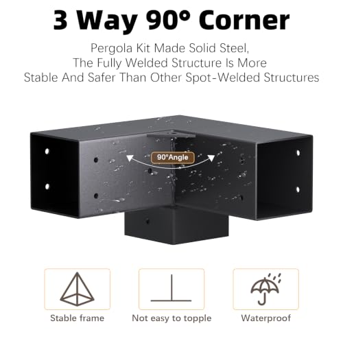 Image of Pergola Kit, 3-Way Pergola Brackets for 4 inchx 4 inch (Actual 3.5 inch X 3.5 inch)