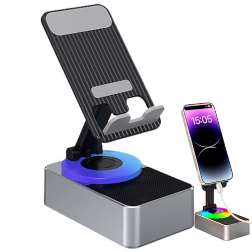 TABSIRAH Soporte para teléfono con altavoces inalámbricos, soporte portátil de inducción para teléfono celular, suministros de música de diseño antideslizante para casi cualquier smartphone y tableta