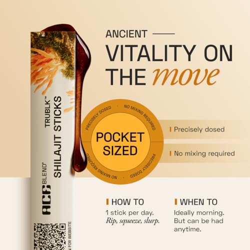 Image of Ace Blend 400mg TRUBLK Shilajit Sticks (90 Servings) | 120mg Cordyceps Mushroom & Organic Honey | Over 75% Fulvic Acid & 80+ Trace Minerals | For Strength & Performance | High Absorption | Men & Women