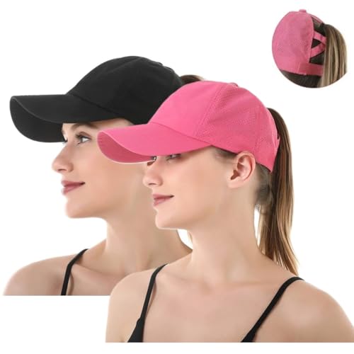 Consejos para Comprar Gorras de Moda los mejores 10. 41 EVD-X Gorra Deportiva Mujer y Hombre para Cabello Largo Actividades al Aire Libre Ajustable Secado Rápido Sol Sombrero Gorra Beisbol Caminata Pesca Golf 4x4 (Negro y Rosa)