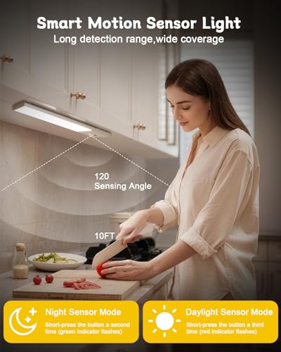 Under Cabinet Lighting,Rechargeable Motion Sensor Light Indoor with Hand Wave Sensor, 3 Color Temps,2Pack Magnetic Dimmable Closet Lights,Wireless Under Counter Lights for Kitchen, Stairs,Hallway — view 4