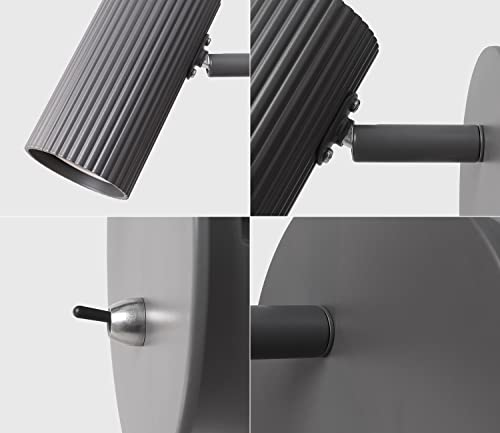 Foco LED GU10 de pared ajustable color gris con interruptor de aluminio 6
