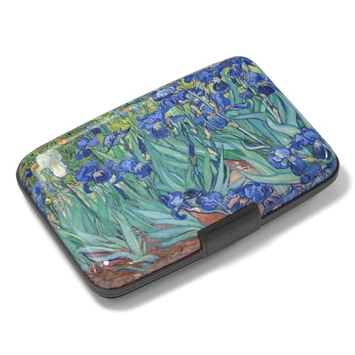Image of Rimilak Aluminuml Credit Card Holder, Mini Credit Card Wallet RFID Blocking Slim Metal Hard Case for Women Men, Blue Flower