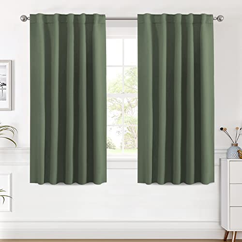 Image of H.VERSAILTEX Blackout Curtains Thermal Insulated Window Treatment Panels Room Darkening Blackout Drapes for Living Room Back Tab /Rod Pocket Bedroom Draperies (2 Panels, Bronze Green, 42 x 54 Inch)