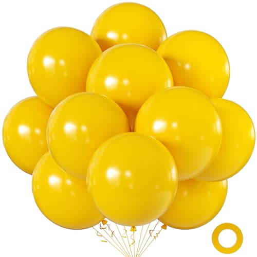Image of KALOR 18 Inch Lemon Yellow Large Latex Round Balloons 30-Pack