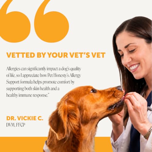 Image of Pet Honesty Max Strength Dog Allergy Chews - Extra Strength Itch Relief - Paw Chewing, Licking & Scratching - Severe Seasonal Allergies Support with Colostrum, Zinc & Mushrooms (Chicken, 90 Ct)