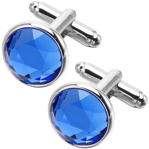 Gemelos redondos de cristal azul y gris para hombre y mujer miniatura 1