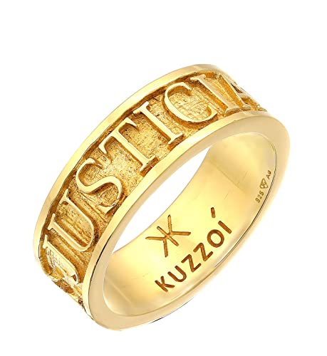 Bague homme argent 925 Kuzzoi anti-ternissement anneau large or Justicia 8mm