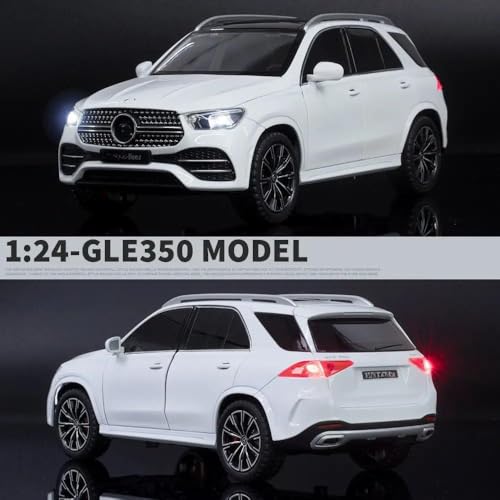 Image of Scale Exclusive Alloy Metal Pull Back | Die-cast Car Model with Sound Light Mini Auto Toy for Kids Metal Model Toy Car with Sound and Light (1.24 Scale M-Benz GLE 350-WHITE)