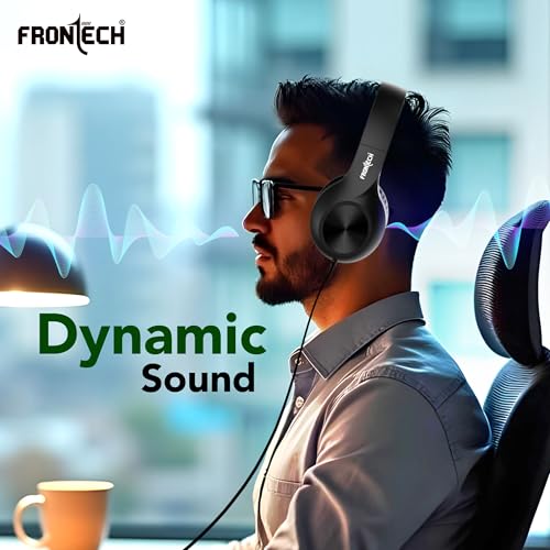 FRONTECH Multimedia Wired Headphone with Mic| Volume Control| Dynamic Sound| Adjustable Height| 40mm Speaker| USB Plug (HF-3451, Black) - Image 3
