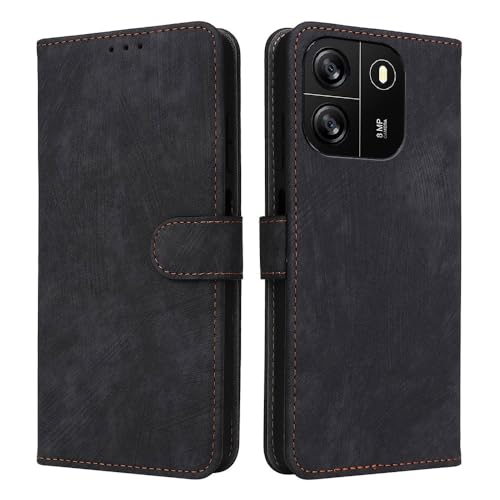 XINNI Carcasa para Oscal Flat 1C/Blackview Wave 6C Funda, PU/TPU RFID Protect Cuero Magnético Estuche Flip Caso, Negro