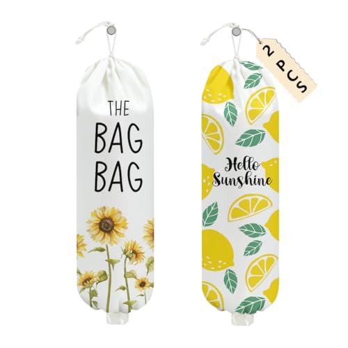 CFGBFDGH 2Pcs Sunflower Plastic Bag Holder for Kitchen Essentials