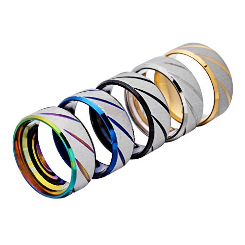 W WOOGGE 5 Pack of Stainless Steel Lucky Worry Rings for Men Wedding