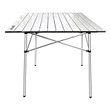 IPOUF Camping Table Folding Lightweight Aluminum Roll Up Top Compact Table with Carry Bag for...