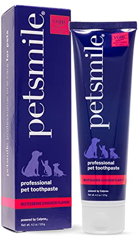 Petsmile Professional Pet Toothpaste – Cat & Dog Teeth Cleaning Supplies – Controls Plaque, Tartar, & Bad Breath – VOHC Accepted Toothpaste – Pet Dental Care Essentials (Rotisserie Chicken, 4.2 Oz) Petsmile Professional Pet Toothpaste – Cat & Dog Teeth Cleaning Supplies – Controls Plaque, Tartar, & Bad Breath – VOHC Accepted Toothpaste – Pet Dental Care Essentials (Rotisserie Chicken, 4.2 Oz)
