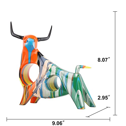 Shengtian Simple Creative Colorful Bull Statue Bullfight Sculptures Animal Statue Crafts Ornaments Home Office Bedroom Living Room Study Room Studio Decorations (B2) #TOP5