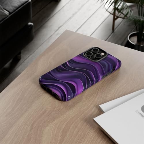 Coque iPhone 14 Pro Max vague violette rigide et brillante antichoc