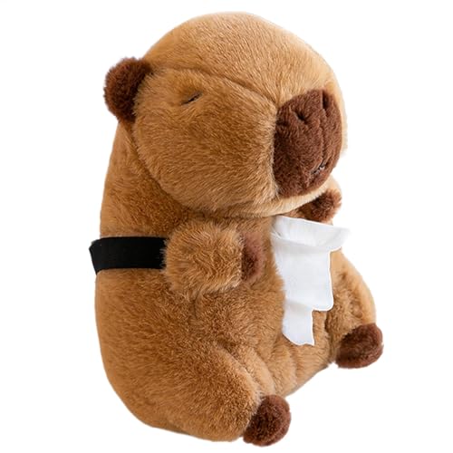 Soporte para caja de pañuelos cuadrado,Soporte para caja de pañuelos para automóvil - Contenedor de pañuelos de animales de peluche para coche, dispensador de pañuelos de capibara,Soporte para pañuelo