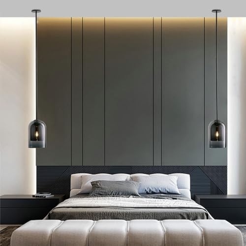 Iluminación colgante mini globo gris ahumado para dormitorio 5