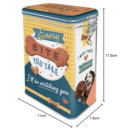 Nostalgic-Art Retro Aromadose, 1,3 l, Every Bite You Take Dog Treats – Geschenk-Idee für Hunde-Besitzer, Leckerli-Dose mit Aromadeckel, Vintage Design