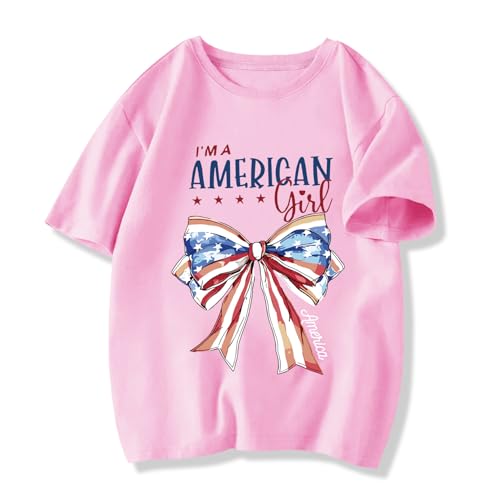 Image of Toddler Boys Girls 4th of July Short Sleeve Shirt - Kids Patriotic American Flag Memorial Day USA Tops 2-7T