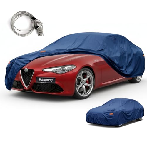 Image of Kaugung Heavy Duty Car Cover Custom Fit Alfa Romeo Giulia (2016-2025), Waterproof All Weather Resistant Outdoor Sun Rain Dust Snow Protection with Anti-Theft Lock.