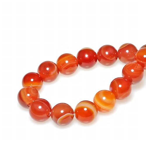 MJDCB Natural Round Stone Beads 12mm Red Striped Agate Loose Gemstone Beads for Jewelry Making Bracelet Necklace 30pcs - Image 2