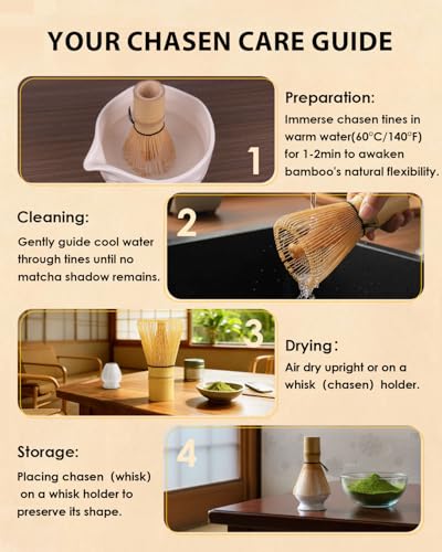 JUL WIND Matcha Whisk 100-Prong Bamboo Set