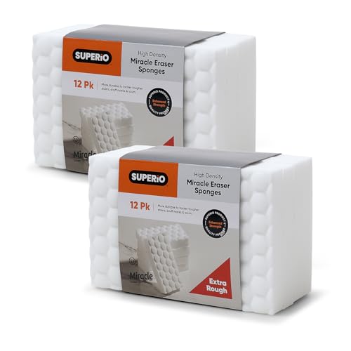 Image of Superio High-Density Miracle Eraser Sponges - 24 Count - Powerful, Long-Lasting Scrubbers for Stubborn Dirt