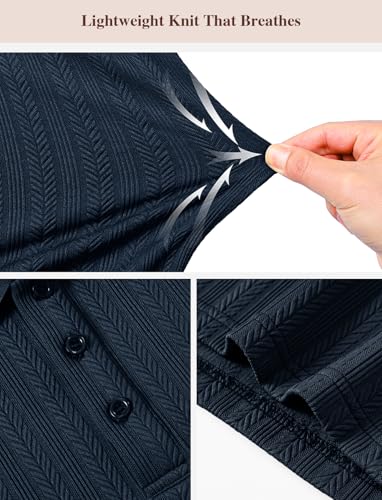 Image of TBMPOY Mens Casual Knit Polo with Pocket Textured Shirts Short Sleeve Classic Summer Vacation