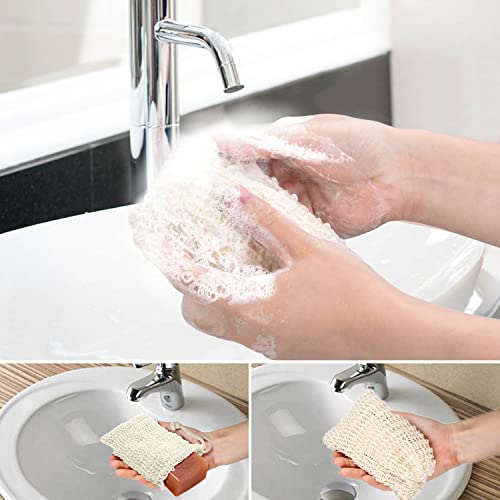 E-Know Soap Bag, 5 Pack Natural Sisal Soap Saver, Zero Waste Plastic-Free Soap Net, Foaming And Drying The Soap, Massage, Peeling #TOP4