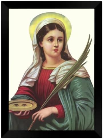 Quadro Decorativo Religioso Santa Luzia (Preta, A4)